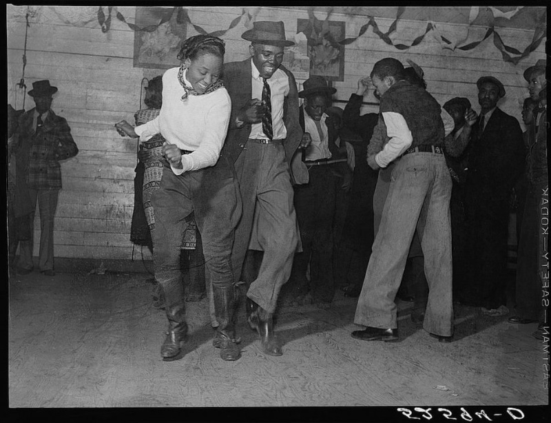 1930s Mens Fashion Jitterbugging Locals spend a Saturday evening Jitterbugging in Clarksdale, Mississippi circa November 1939.