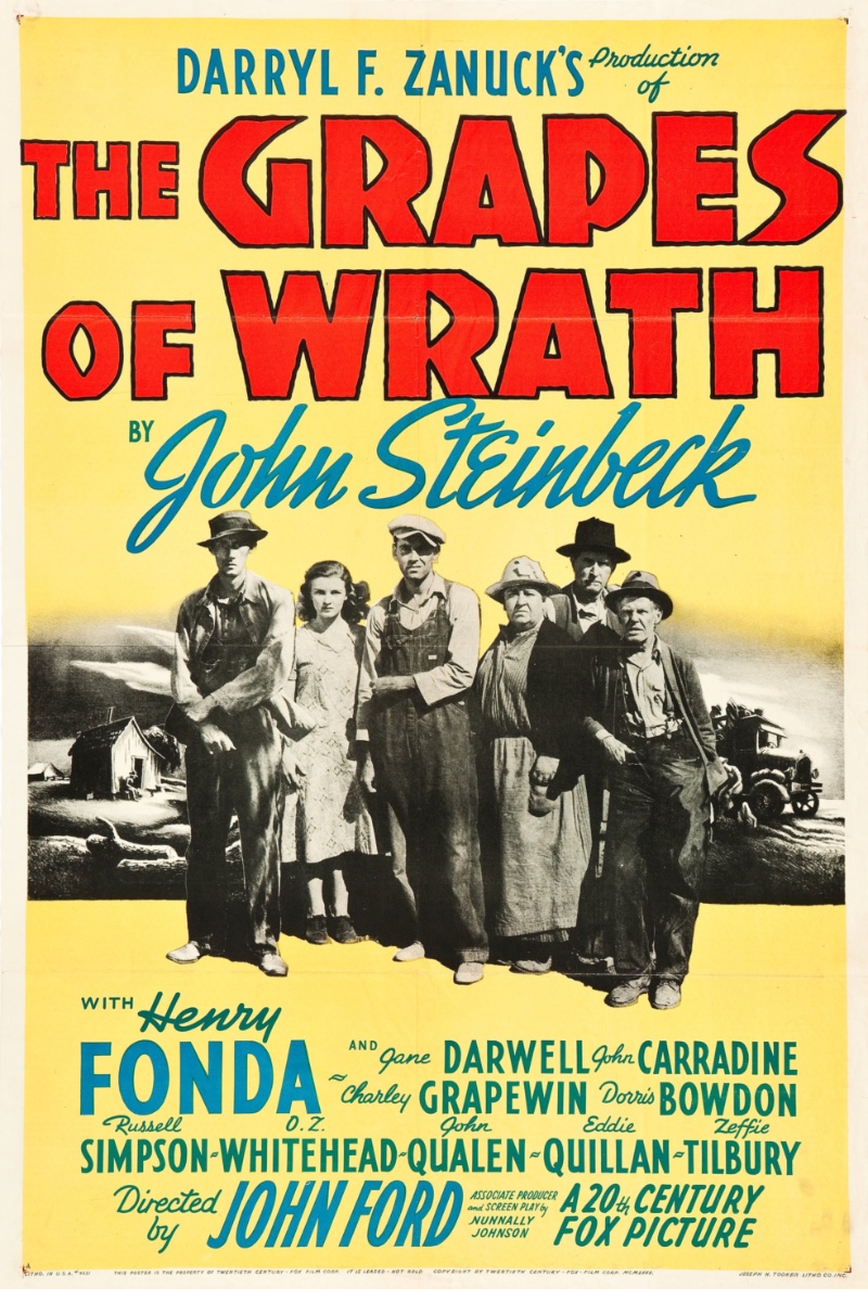 40s Fashion Men The Grapes of Wrath Poster 1940s Men's Fashion: Henry Fonda starred as the impoverished Tom Joad in the film adaptation of The Grapes of Wrath (1940).