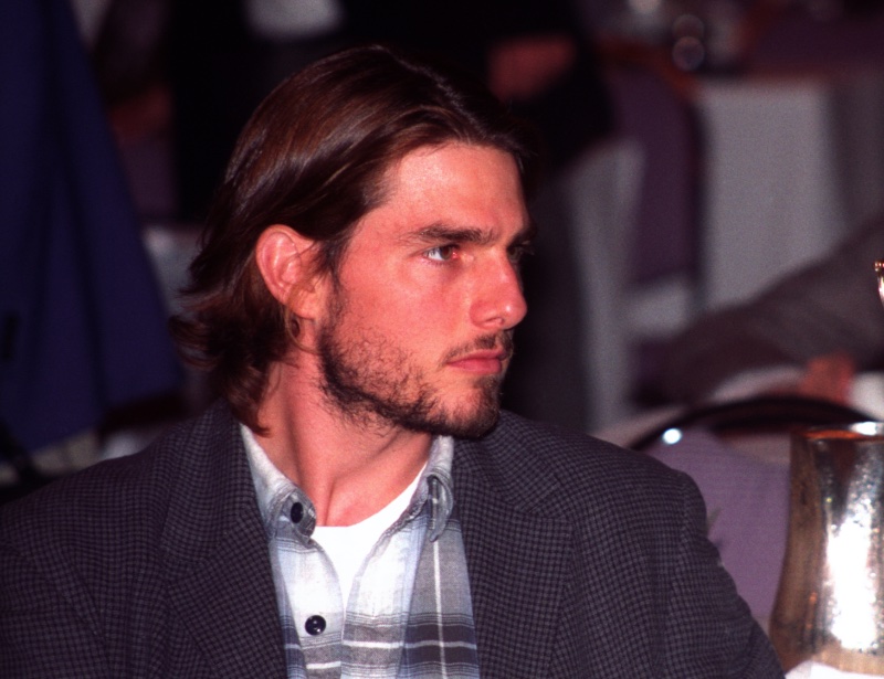 90s Mens Fashion Tom Cruise 1992 Tom Cruise wears a flannel shirt with a sport coat circa 1992.
