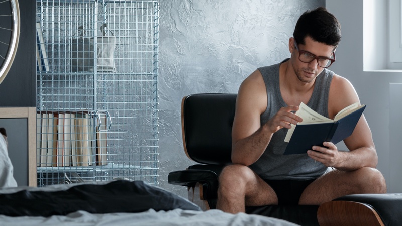 Attractive Man Reading Underwear Attractive Man Reading Underwear