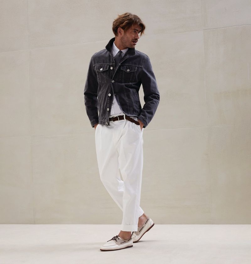 Brunello Cucinelli Denim Jacket with Trousers Harrods Brunello Cucinelli Denim Jacket with Trousers Harrods Jacey Elthalion Model