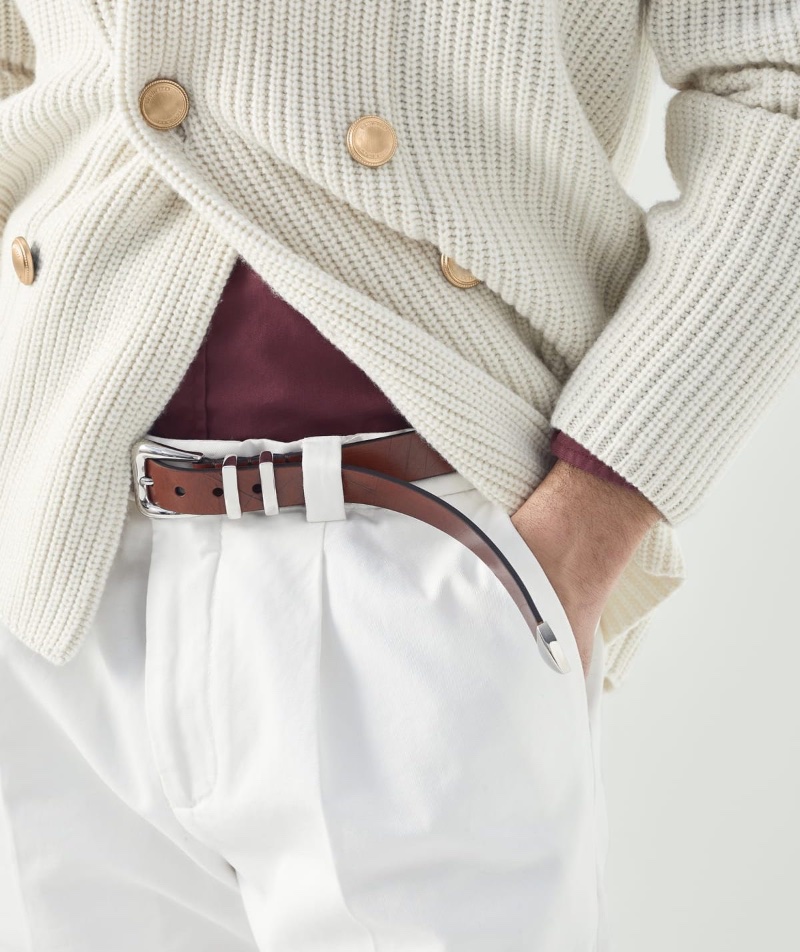 Brunello Cucinelli Etched Belt Double Keeper Men Brunello Cucinelli Etched Belt Double Keeper Men