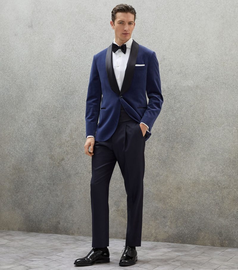 Brunello Cucinelli Velvet Dinner Jacket Blue Harrods Ring in the New Year in a blue velvet dinner jacket from brands like Brunello Cucinelli.