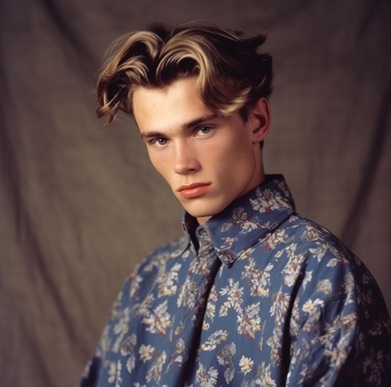Curtain Hairstyle 90s Fashion Men Popularized by celebrities such as Leonardo DiCaprio, layered hairstyles with curtain bangs were trendy.