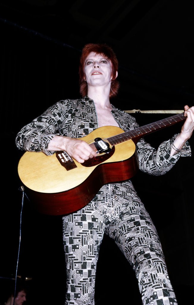 David Bowie Ziggy Stardust 1972 Jumpsuit Embracing his Ziggy Stardust era, David Bowie performs at Newcastle in a jumpsuit designed by Freddie Burretti in 1972.