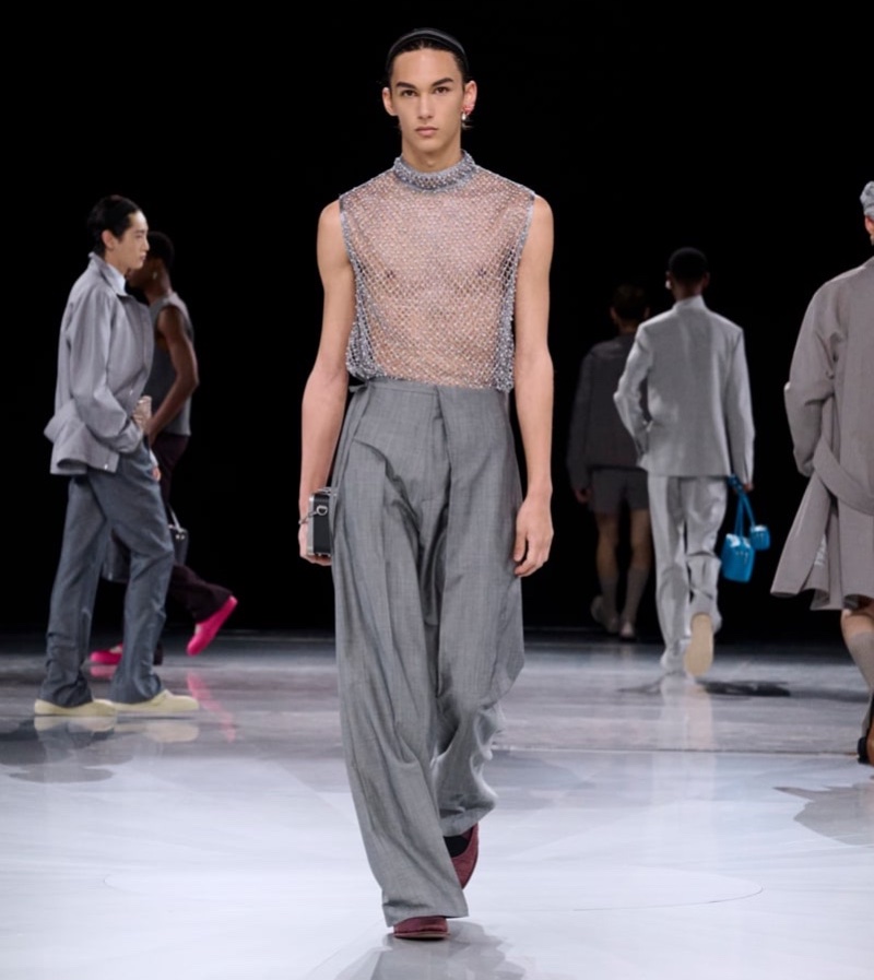 Dior Fall Winter 2024 Shimmer Fashion Trend Dior fall-winter 2024 collection men's beaded top