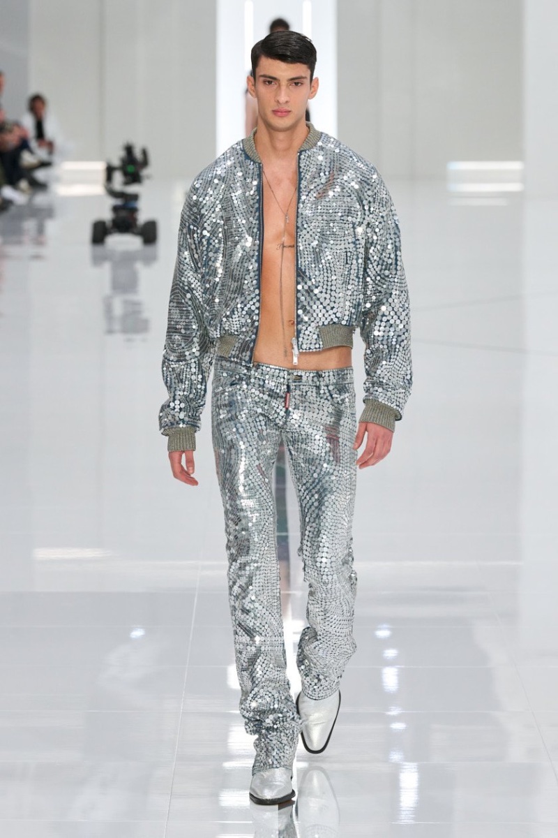 Dsquared2 Fall Winter 2024 Shimmer Fashion Trend Dsquared2 fall-winter 2024 collection men's sequin bomber