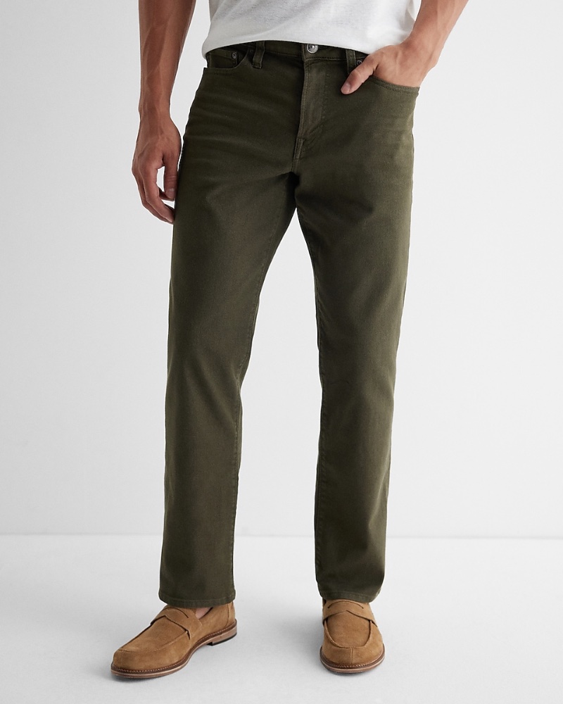 Express Straight Olive Green Hyper Stretch Jeans Express Straight Olive Green Hyper Stretch Jeans