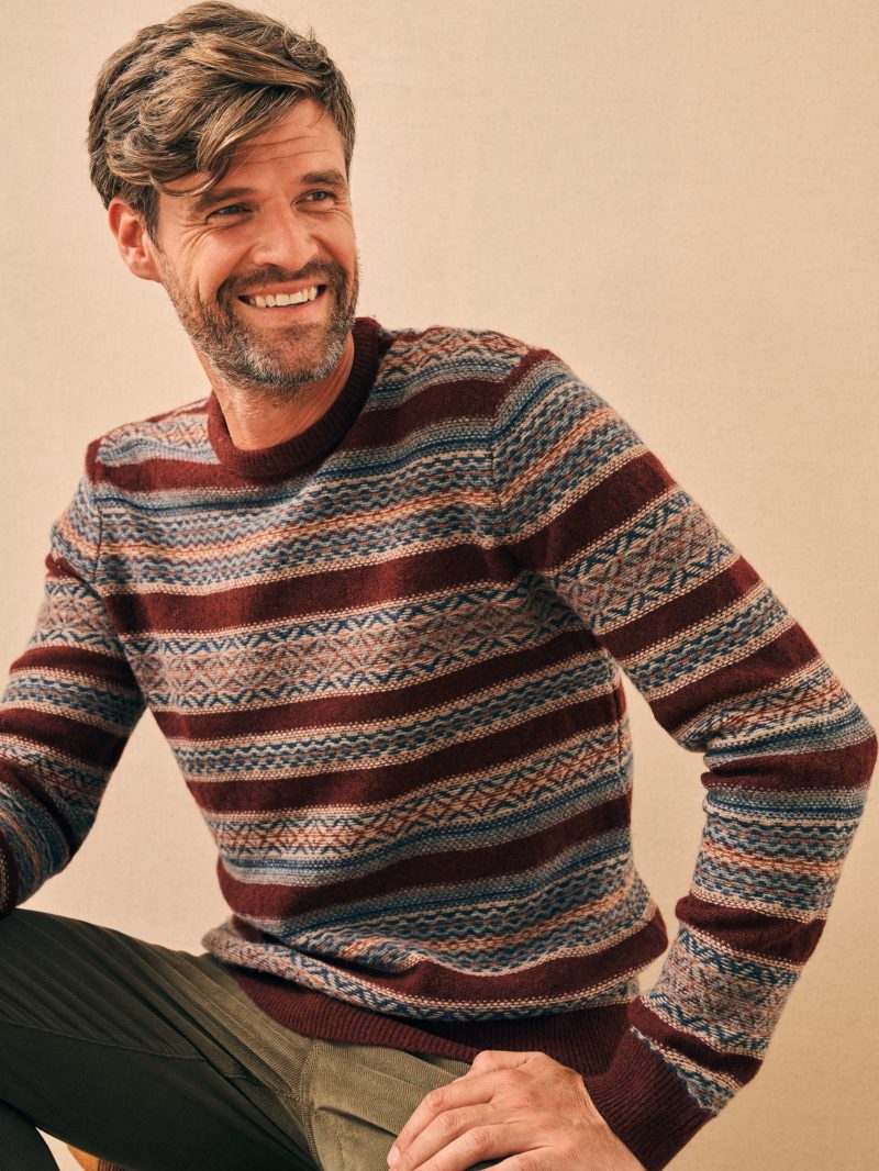 Faherty Fair Isle Sweater Men Get into the festive holiday spirit with a Fair Isle sweater.