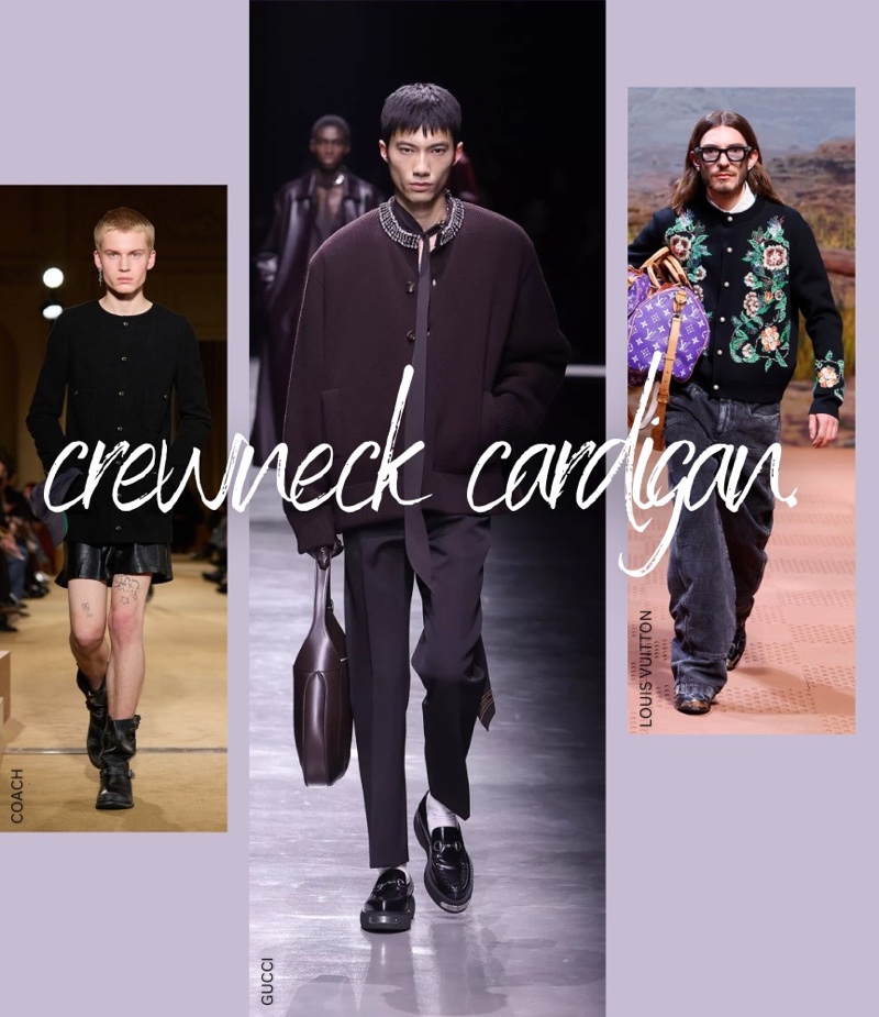 Fall 2024 Trend Men Crewneck Cardigan Men's Fall 2024 Fashion Trend Crewneck Cardigan