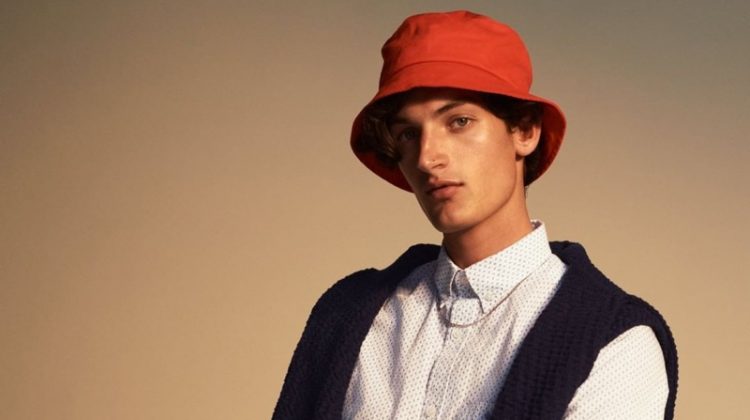 Aaron Shandel dons a preppy look from GANT's pre-fall 2020 collection.