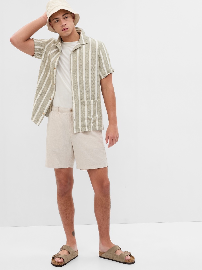 Gap Linen Cotton Cabana Shirt Men's Summer Fashion Gap Cabana Shirt