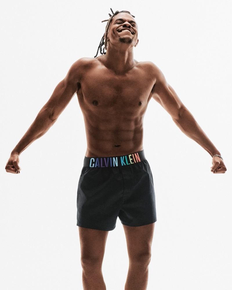 Jeremy Pope Calvin Klein Pride Campaign 2024 002 Actor Jeremy Pope takes the spotlight in Calvin Klein's Intense Power Pride sleep shorts for its 2024 Pride campaign.