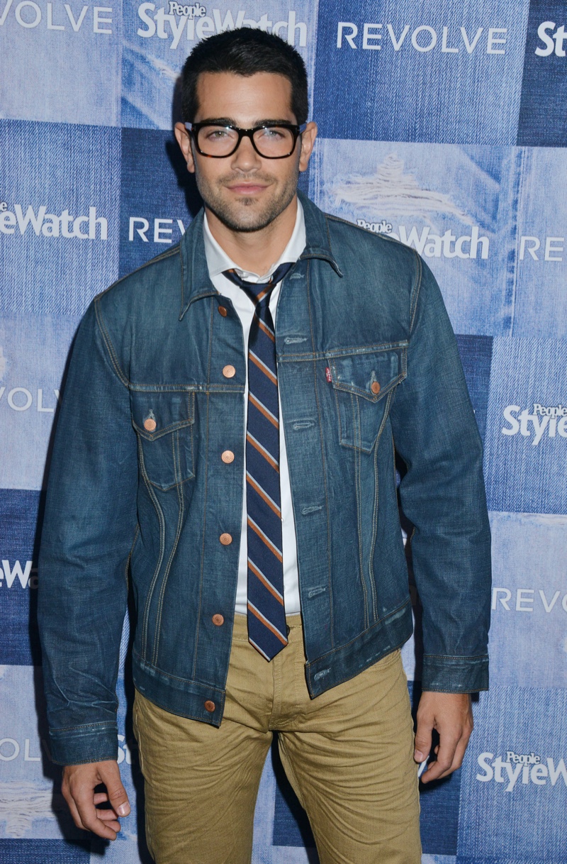 Jesse Metcalfe Glasses Denim Jacket Dress Shirt Tie Mens Style Khakis Jesse Metcalfe Actor Glasses Denim Jacket Shirt Tie Khakis Mens Style