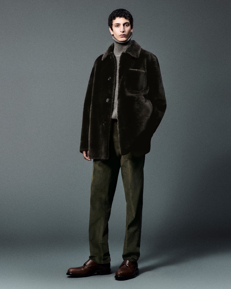 Loro Piana Fall Winter 2024 Faux Fur Trend Loro Piana fall-winter 2024 collection men's faux fur shirt jacket