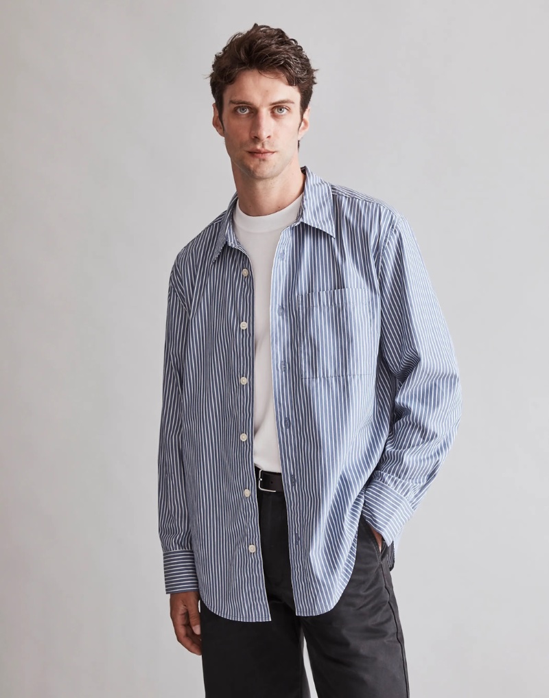 Madewell Poplin Easy Long Sleeve Shirt Stripe Men Madewell Poplin Easy Long-Sleeve Shirt Stripe Men