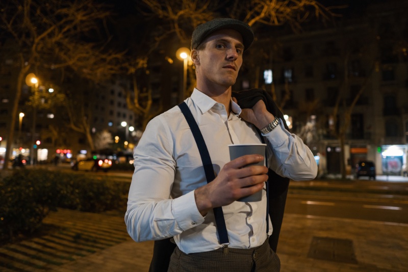 Man Suspenders Flat Cap 1920s Inspiration Easily channel 1920s style with suspenders or a flat cap.