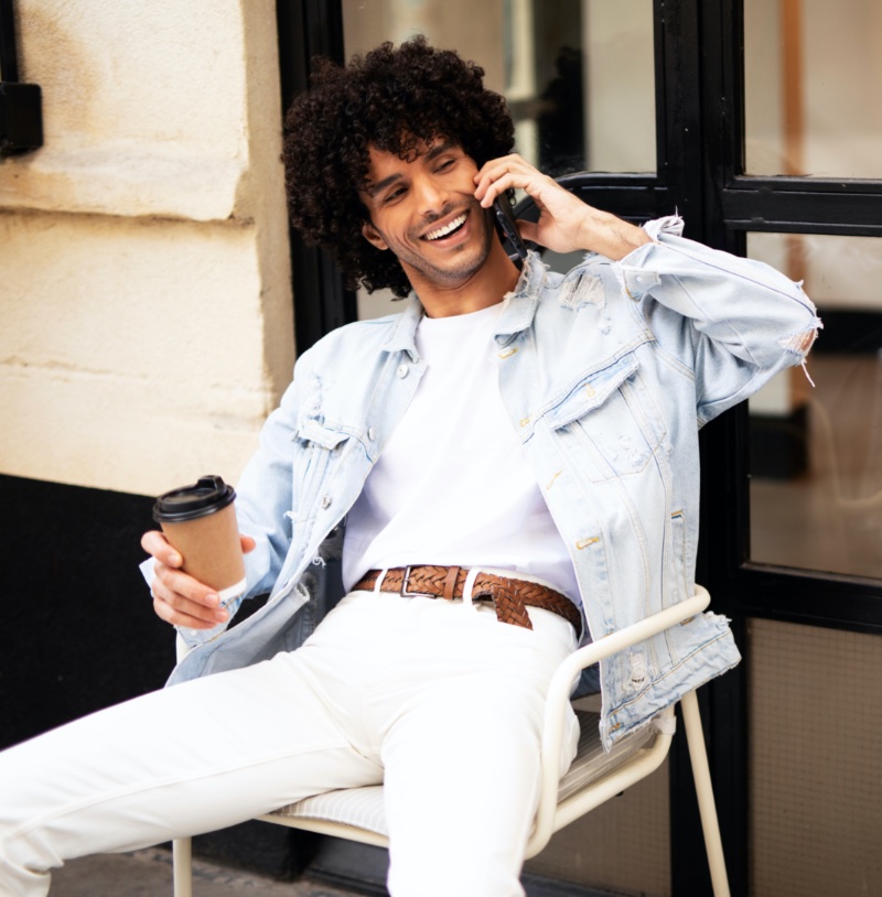 Man White Jeans Light Wash Jean Jacket Remix your summer look with light denim.