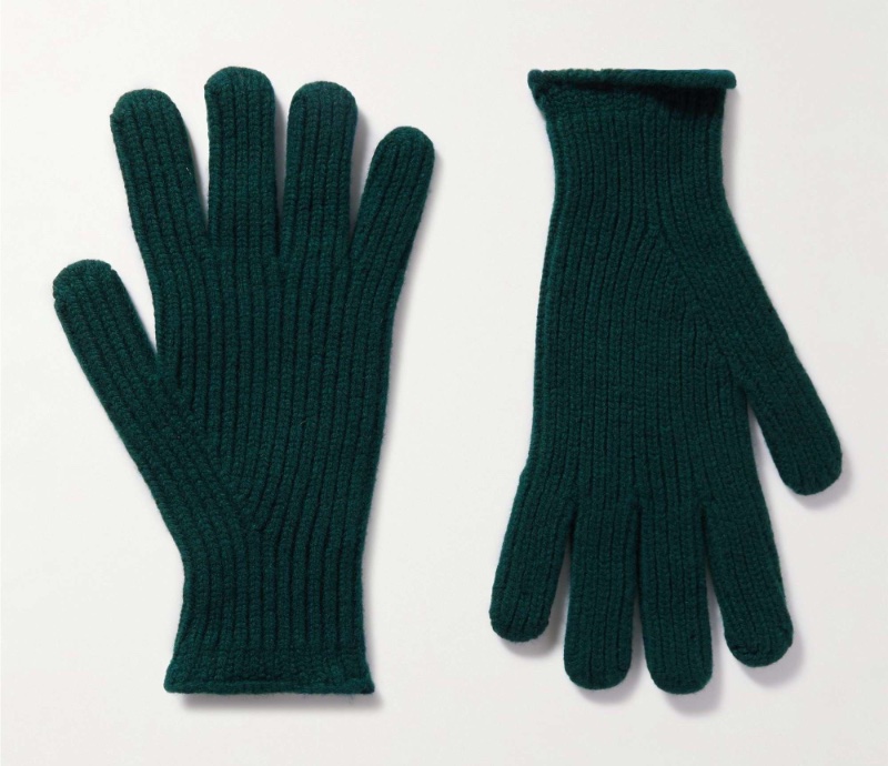 Mr P Ribbed Wool Gloves Green Men Mr P Ribbed Wool Gloves Green Men