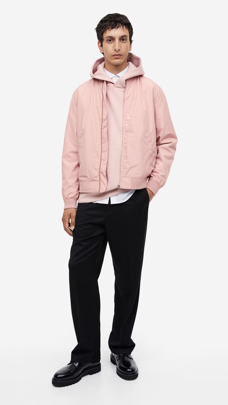 Pink Bomber Jacket Hoodie HM Pink bomber hoodie outfit