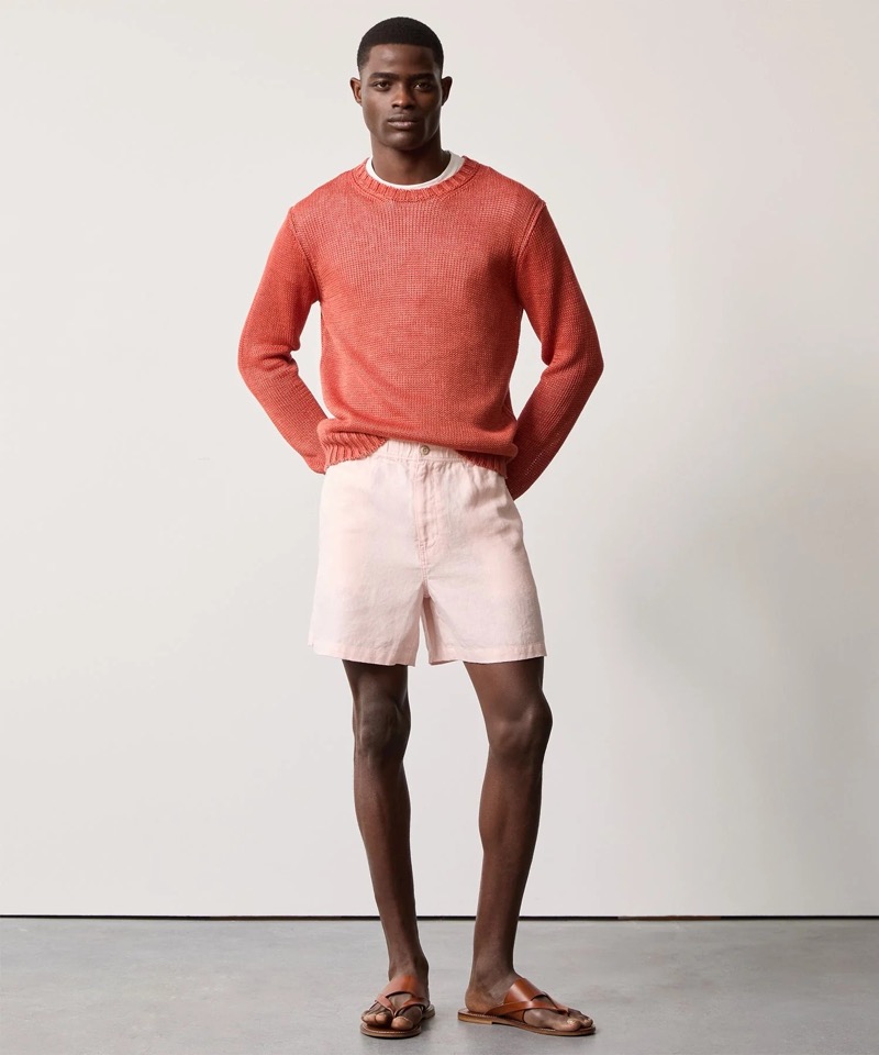 Pink Shorts Sweater Outfit Todd Snyder Pink shorts sweater outfit
