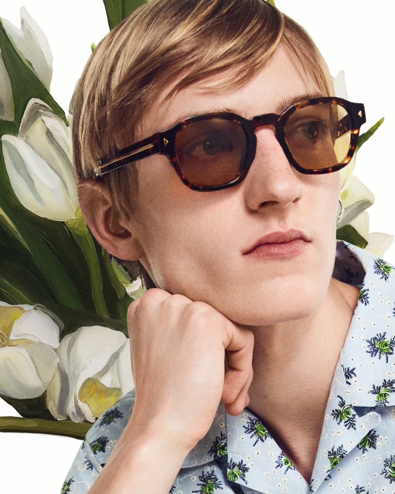 Prada Summer 2024 Campaign 002 Sporting tortoiseshell sunglasses, Pierrick Grégoire fronts Prada's summer 2024 campaign.