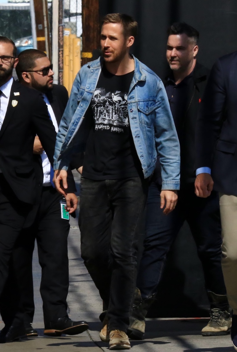 Ryan Gosling Denim Jacket Haunted Mansion T shirt Ryan Gosling Denim Jacket Haunted Mansion T-shirt