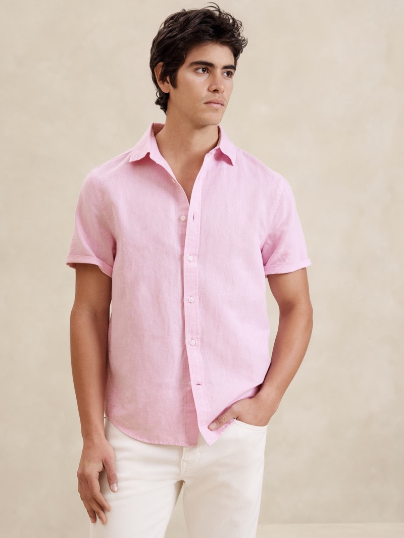 Summer Fashion Linen Blend Shirt Banana Republic Center your summer wardrobe around light and breathable linen shirts.