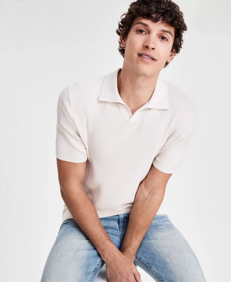 Summer Fashion Waffle knit Polo Sweater Alfani Macys Polo shirts offer immense variety, from breathable linen to lightweight knits.